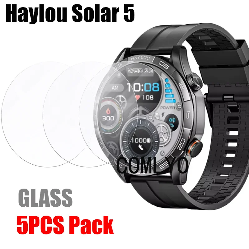 5pcs For HAYLOU Solar 5 Tempered Glass Smart watch Screen Protector 9H 2.5D Film