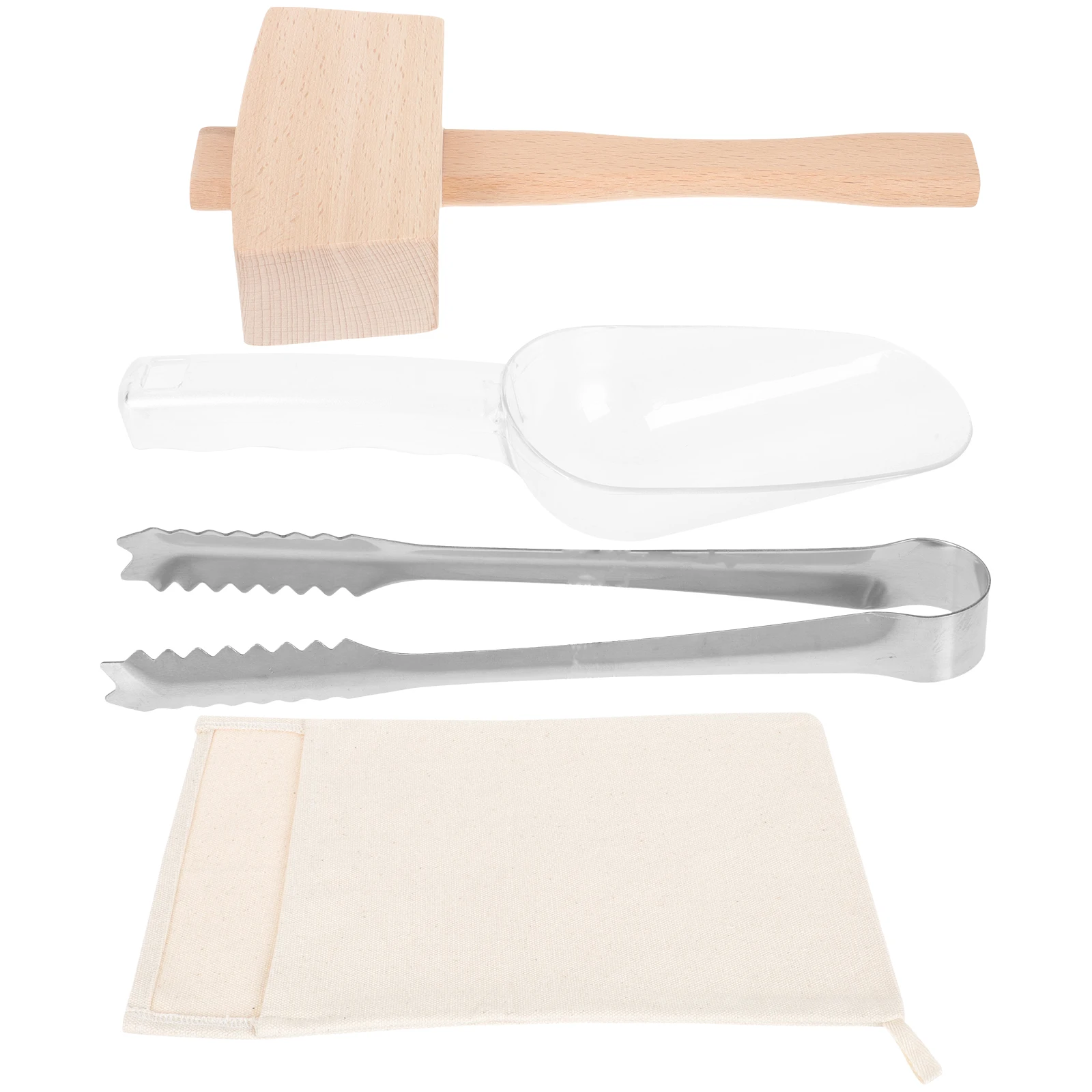 

Reusable Ice Bag Set Wood Hammer Crushed Bags Bar DIY Mallet Household Restaurant Practical Storage Foldable Strong