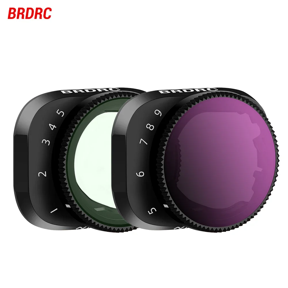 BRDRC VND 렌즈 필터, DJI Mini 3/3 Pro 드론 VND4-32/64-512 조절 가능 광학 유리 가변 ND 필터, 카메라 액세서리