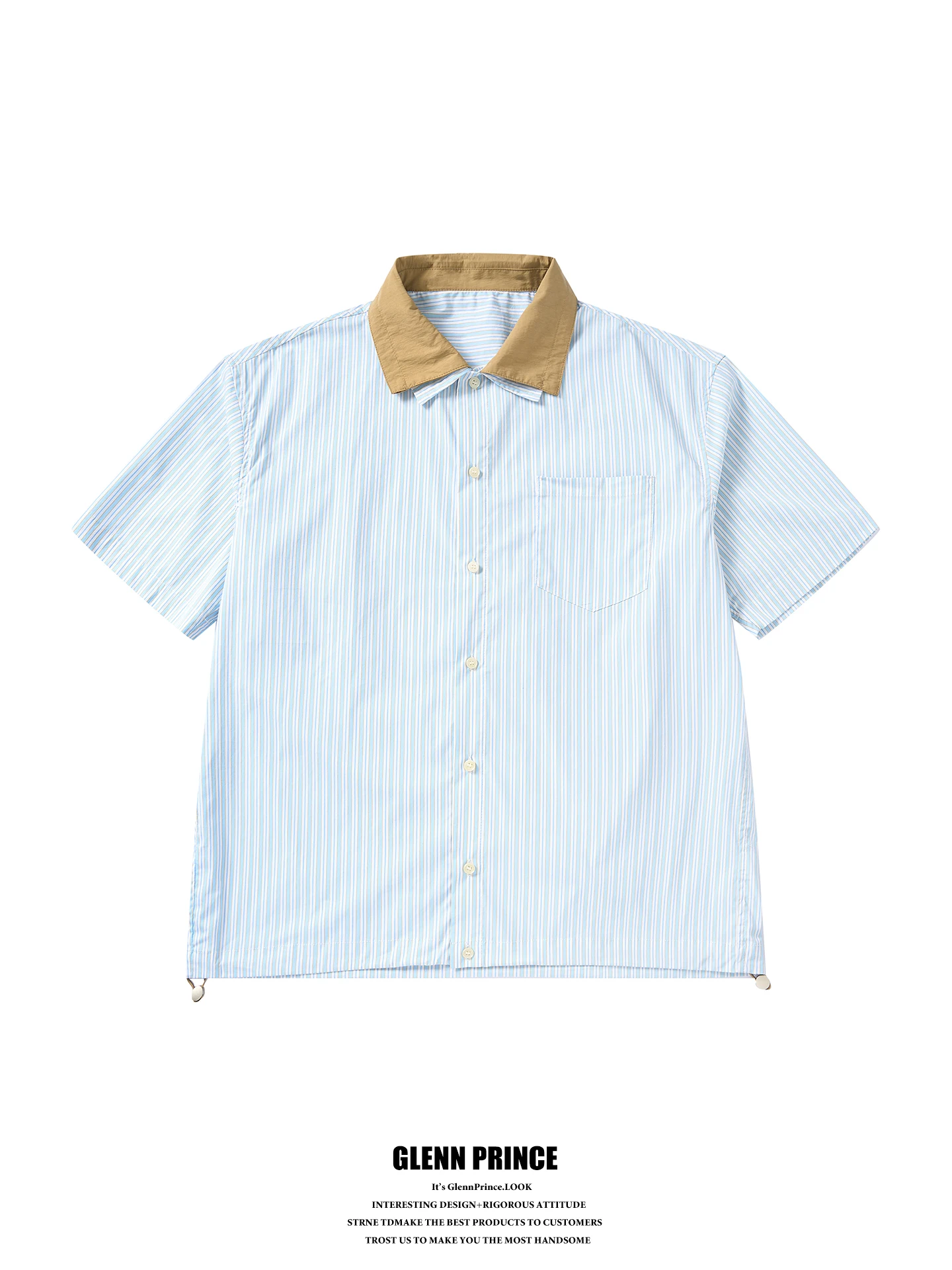 

GPstudio Men's Retro Color Block Short Sleeve Casual Shirt Double Layer Collar Summer Commute Breathable Cotton Nylon Blend