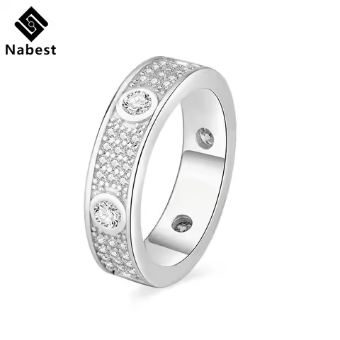 Full Diamond VVS1 D Color Moissanite Ring for Women Classic Design 925 Sterling Silver Wedding Engagement Rings for Fine Jewelry