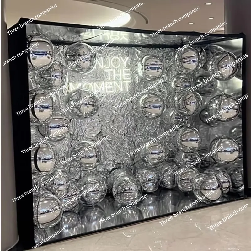 

Custom mirror photo booth box event decoration background props magazine photo booth with balloons wedding party supplies