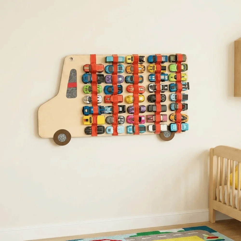 Large Capacity Scale Cars Storage Bag Space Saving Decorative Car Wall Hanging Bag with Display Pockets Felt