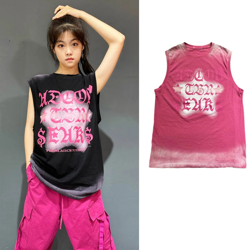 

Fashion Women'S Group Hip Hop Clothing Sleeveless Jazz Dance Vest Girls Stage Outfit Street Dance Wear Rave Clothes XS6524