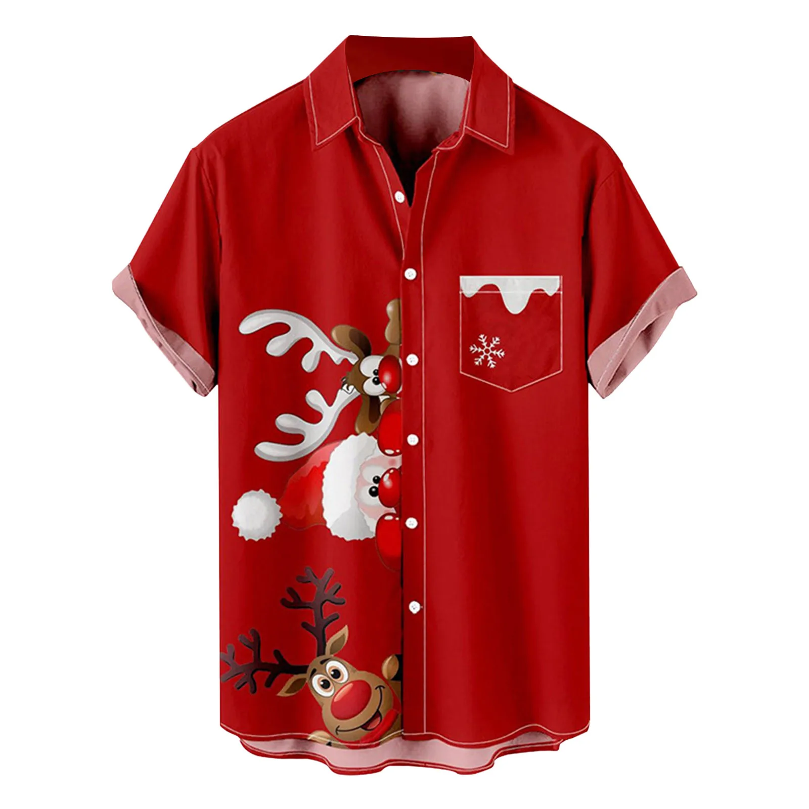 Mens Pajama Romper Mens Christmas Santa Gift 3d Digital Printing Button Lapel Short Sleeve Shirt T Shirt Top Blouse Plus T Shirt