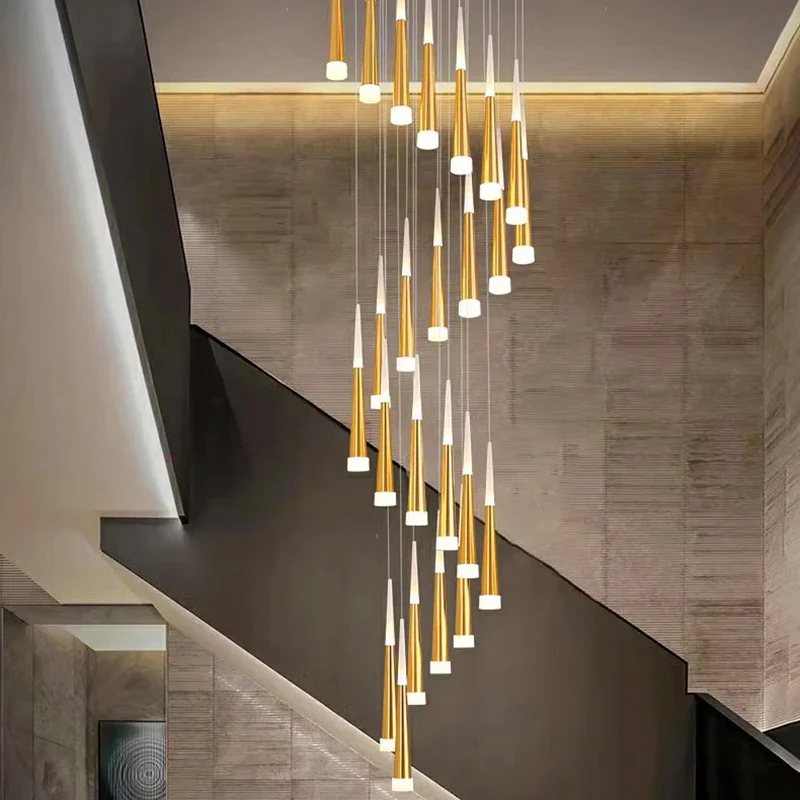 Luces led modernas para decoración del hogar, lámparas colgantes para escaleras, candelabros para sala de estar, iluminación interior