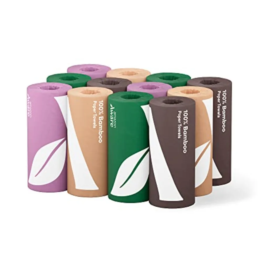 

Amazon Aware Bamboo Paper Towels 12 Rolls 2 ply FSC Certified 150 Sheets 1800 Count Pack of 12 Plastic-Free White
