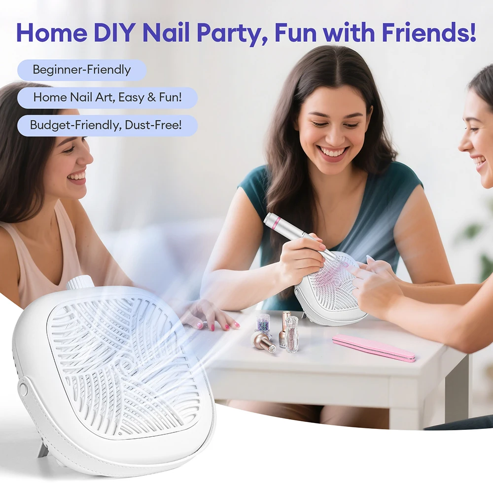 

5300PRM Powerful Nail Dust Extractor Mini Turbine Brushless Nail Dust Collector Flat or Upright 2 Ways Use Nail Art Salon Tool