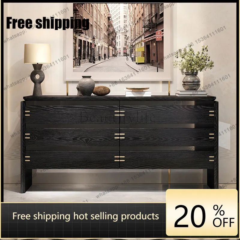LD Italian-style minimalist marble six-drawer cabinet, small apartment home storage cabinet, light luxury bedroom solid wood