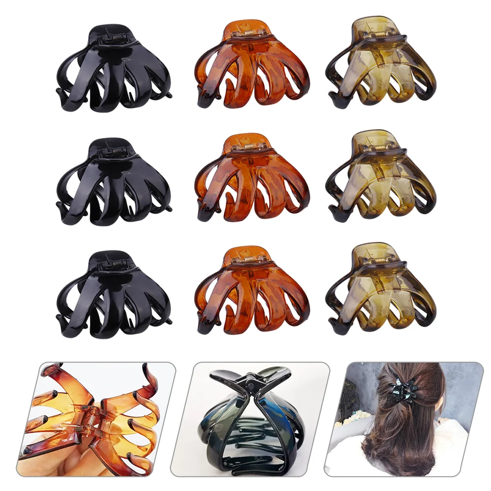 9 Pcs Hairpin Vintage Accessories Shark Claw Barrette Tie Tool Plastic Clip Large Miss