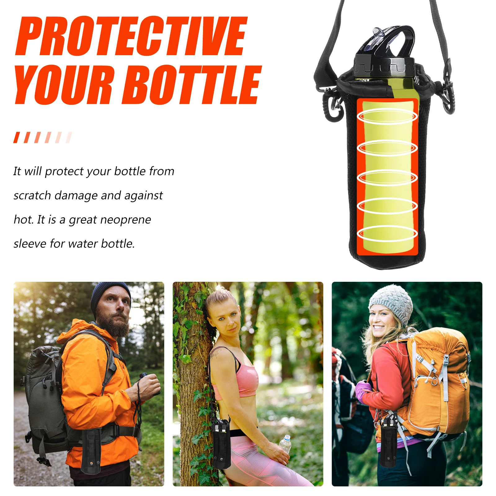

Durable Oxford Fabric Water Bottle Sleeve Neoprene Protective Cover With Adjustable Strap For Traveling Accessory