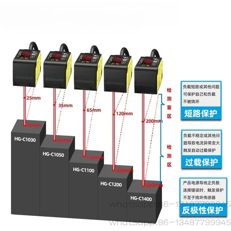 High Precision 0.01 Laser Displacement Sensor HG-C1030/C1050/C1110/C1200 Ranging Switching/Current/Voltage Analog Integrated