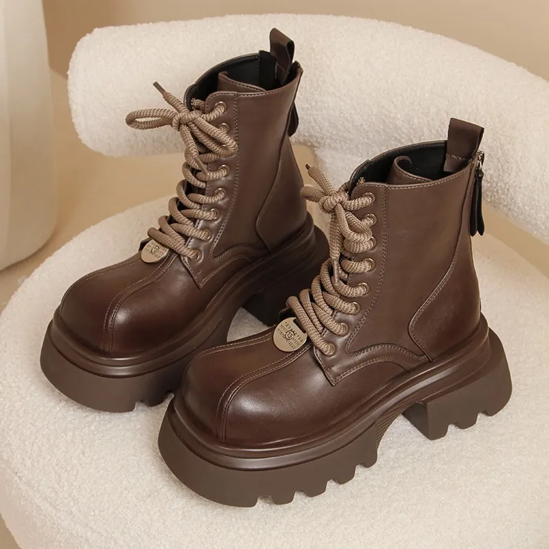 

Women Flats Ankle Cool Boots Autumn Designer Platform Shoes 2025 New Brand Fashion Dress Chelsea Boots Walking Zapatillas Female