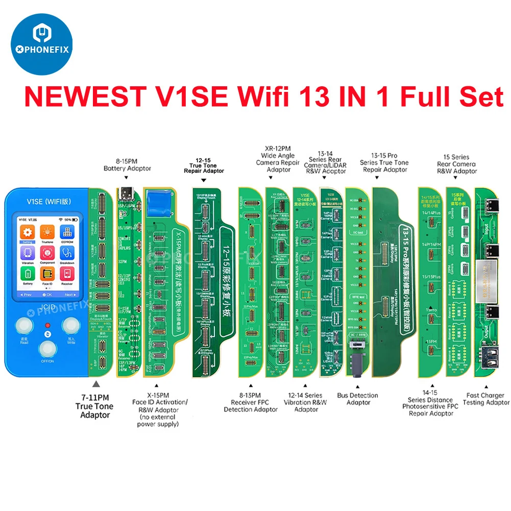 JC V1SE WIFI Programmer for iPhoneX/XS/XR/11/12/13/14 Original Color Truetone Battery Dot Matrix Fingerprint Data Read&Write