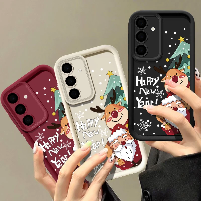 Custodia di Natale Capodanno per Samsung Galaxy A34 A14 A15 A35 A55 A16 A54 A53 A52 S25 S24 S23 S22 S21 Ultra Plus S24 FE Cover morbida