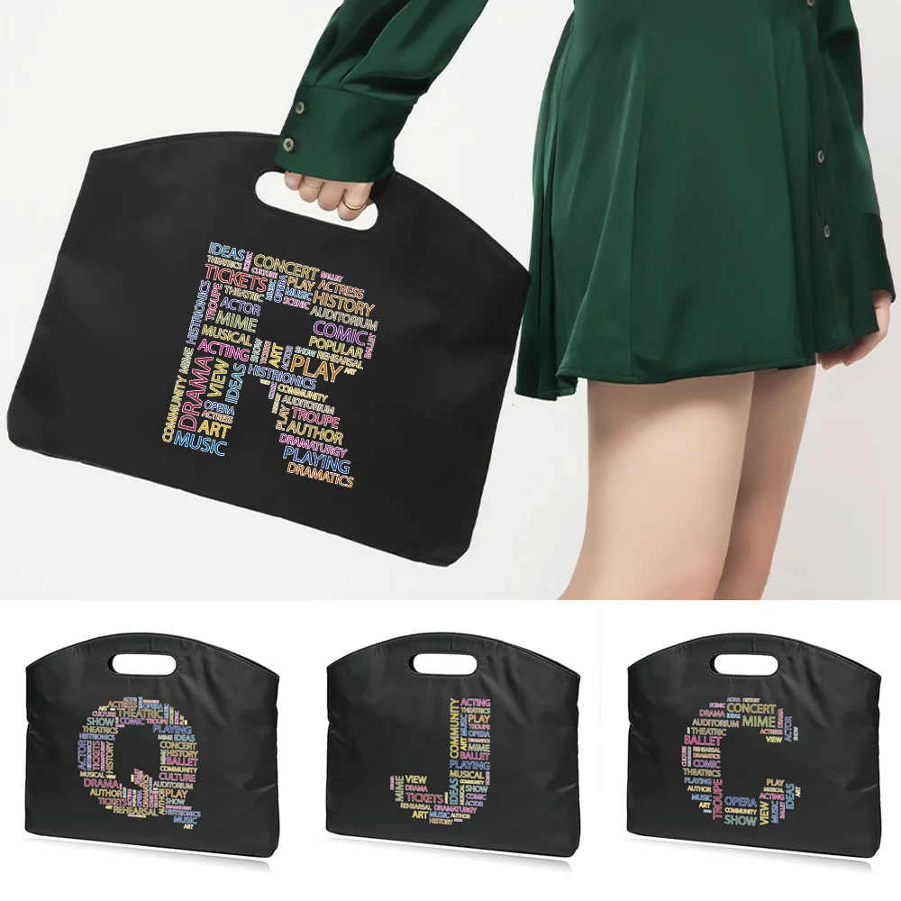 

Briefcase Text Pattern Printing Series Work Commuting Large Capacity Unisex Handbag Simple Business Durable Document Bag