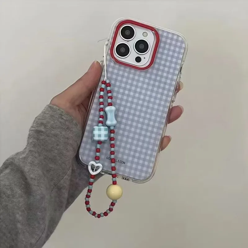 Custodia per telefono con motivo a griglia a quadretti blu moda per iPhone 17 Pro 16 15 14 13 12 11 Pro Max 16e X XR XS Max 7 8 Plus Cover morbida