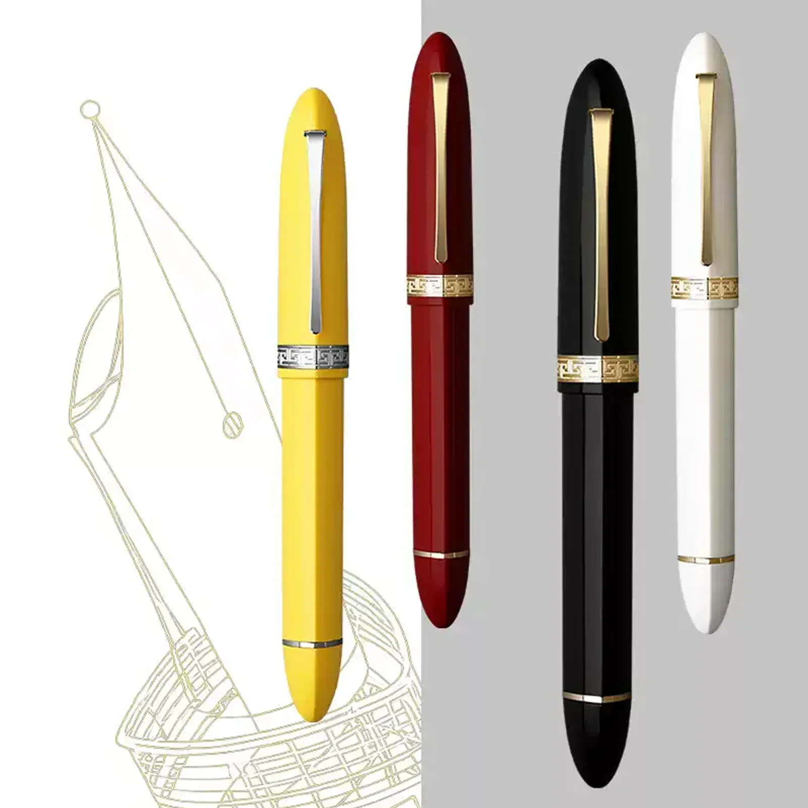 New Majohn V60 Triangular Piston Resin Fountain Pen EF/F Nib Writing Ink Gift Pen for student School Office Supplies Stationery