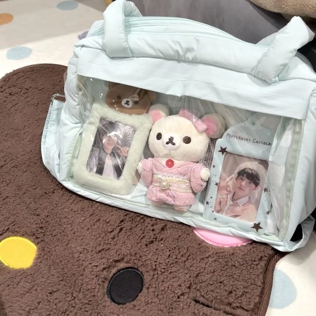 

Spring Summer 2025 Mint een Transparent Large Capaci Single oulder Tote Bag Underarm Travel Bag for Young Girls