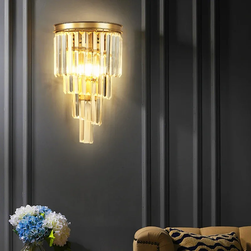 

FSS Modern Crystal Wall Lamp Indoor Corridor Wall Light for Bedroom Bedside Living Room Decoration LED Sconce Lamp Bathroom