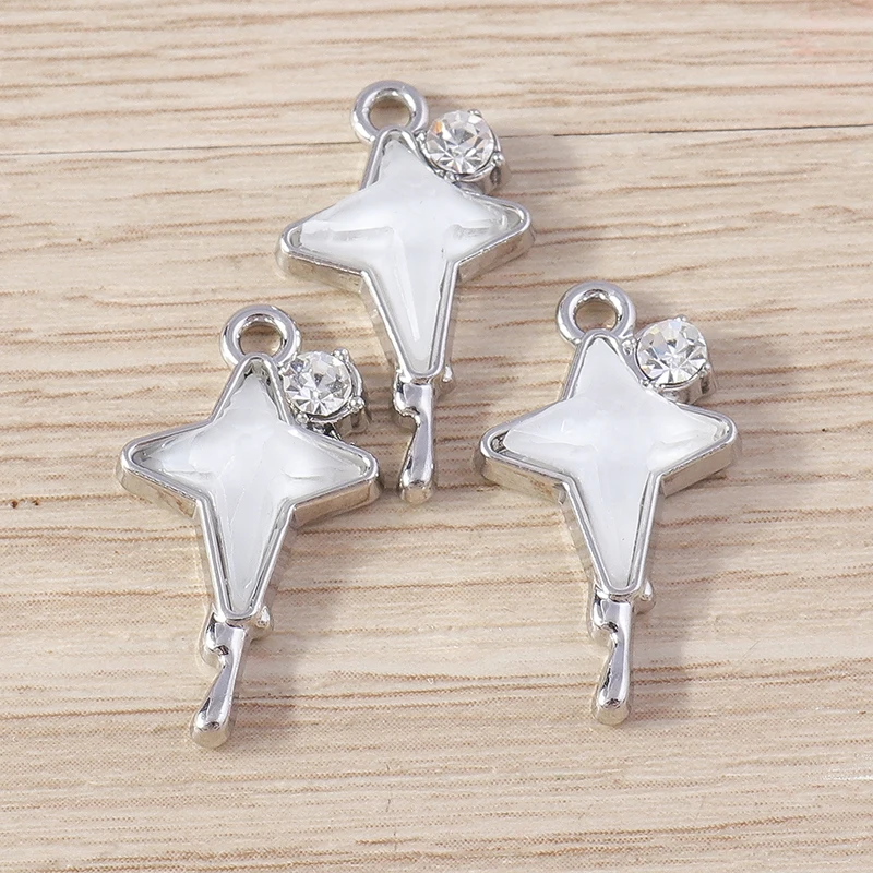 Tusember 4 Stück 12 x 22 mm brillante Kristall-Polaris-Stern-Anhänger für die Schmuckherstellung, DIY, handgefertigte Halskette, Ohrringe, Basteln – Detail 8