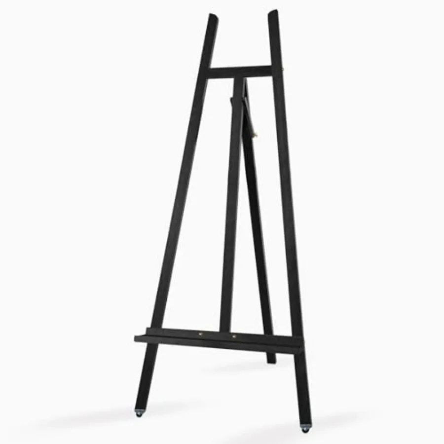 Wooden Display Easel for Artwork Painting - Adjustable Lyre Beechwood Studio Stand with Black Finish Holds Canvas up to 90 Incl