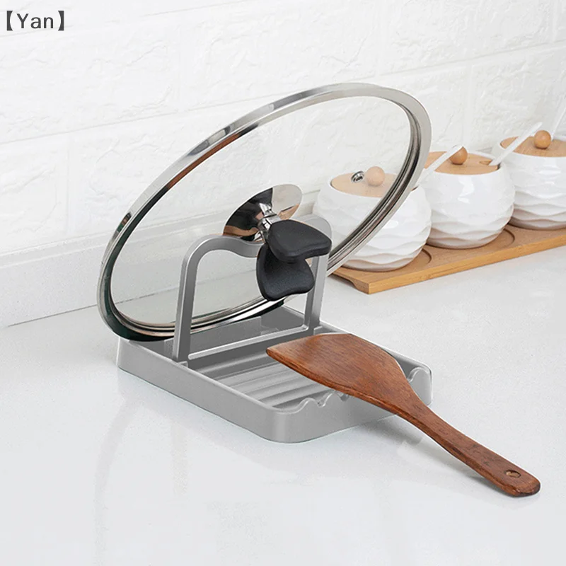Kitchen Desktop Pot Lid Holder Foldable Multifunctional Pot Cover Rack Spatula Storage Rack Pot Lid Rest Kitchen Organizer