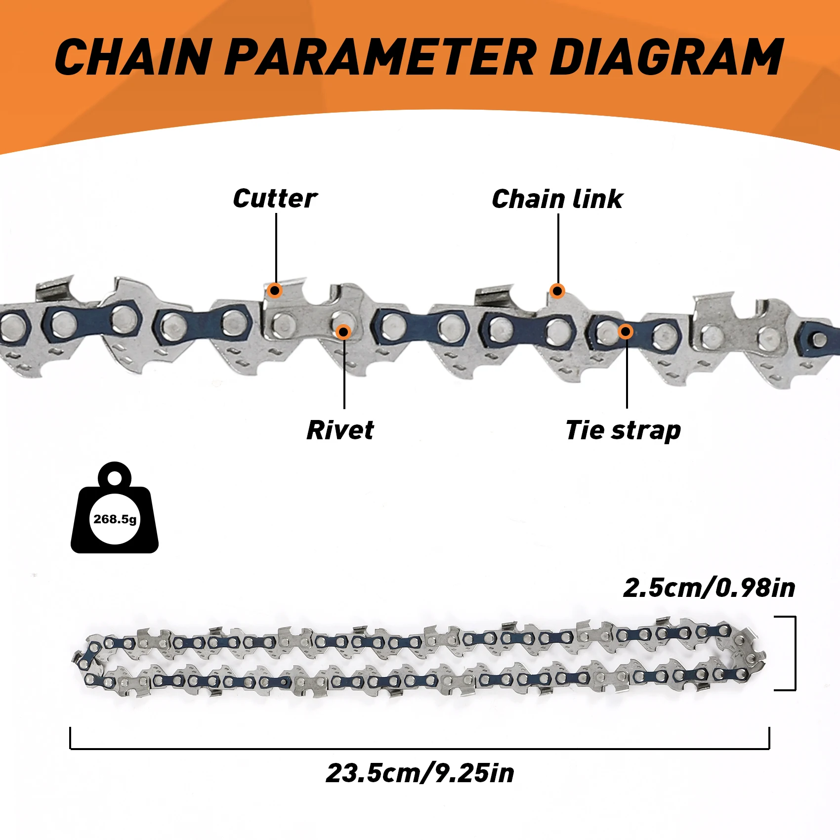 A74E-Mini Chainsaw Chain For 6 Inch Chainsaw Chain Guide Saw Chain Replacement Portable Saw Chain