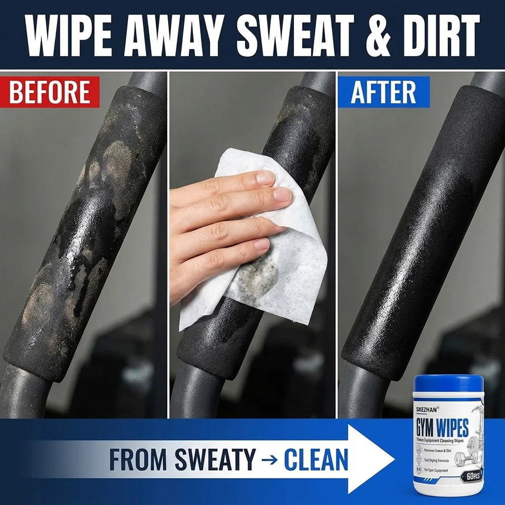 Gym Equipment Cleaning Wipes Fitness Equipment Wet Wipe for Workout Bench Dumbbell Treadmill Sweat Dirt Grime Fast Drying Sheets