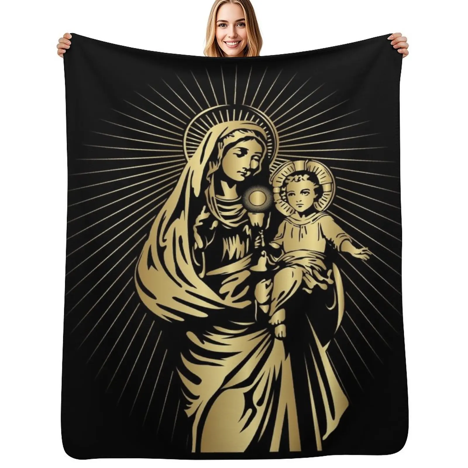 

Blessed Virgin Mary and Baby Jesus Throw Blanket Fade Resistant Durable Throw Blanket