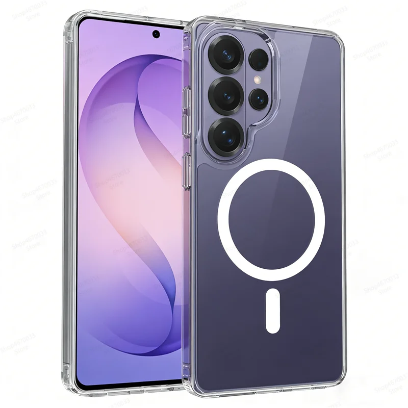 Funda Transparente de Acrílico Cristalino para Teléfono Samsung S26 S25 S24 S23 S22 S21 Ultra Plus FE, Compatible con Magsafe, Accesorios