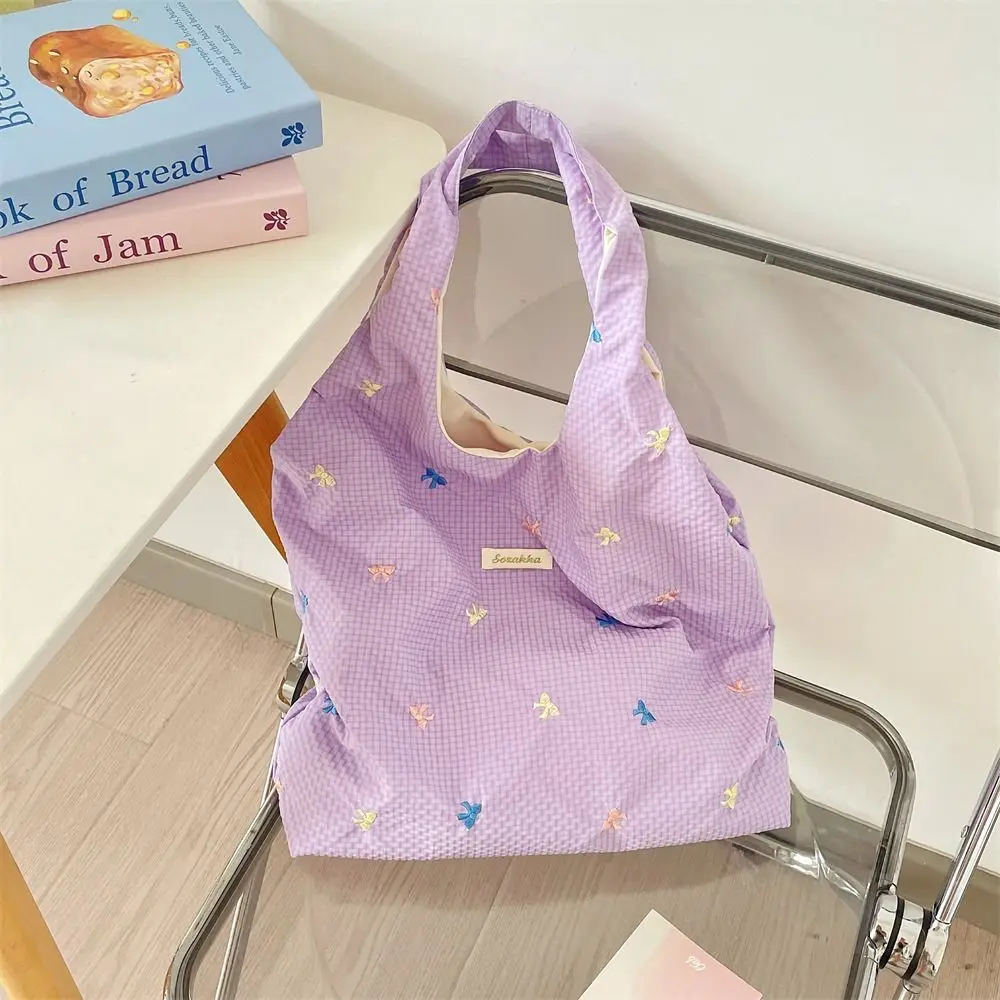 

Simple Korean Style Bowknot Vest Bag Cloth Leisure Cloth Hobo Bag Sweet Commuting Canvas Underarm Bag Travel