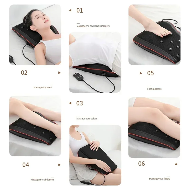 Masajeador de cintura para coche, masajeador de relajación muscular, portátil, calefacción, vibración, Lumbar, espalda, cuello, cuerpo, alivia el