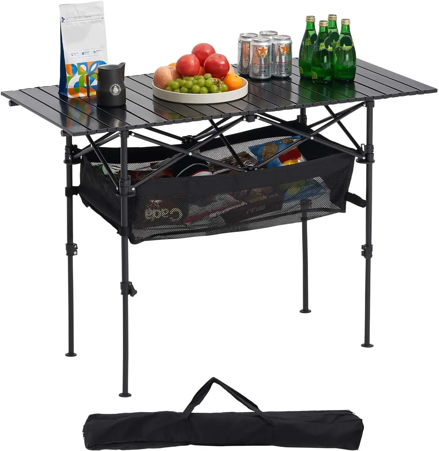 Folding Camping Table, Portable Roll Up Side Tables, Lightweight Aluminum Beach Table for Outdoor BBQ Tailgating Picnic, Travel