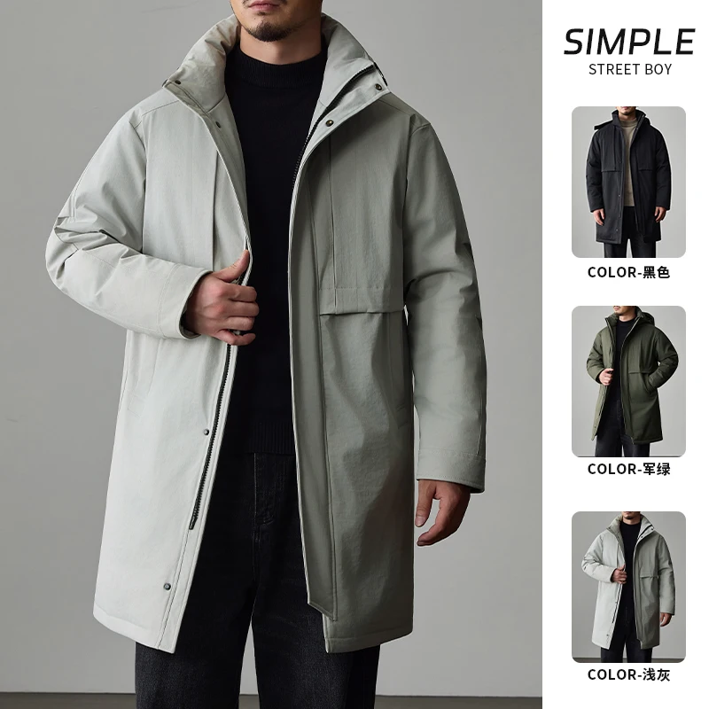 L-8XL Large Cotton Jacket 2025 Autumn/Winter New Men's Fashion Hooded Cotton Jacket Medium to Long with Thick Velvet for Warmth