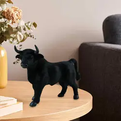 Simulation Black Cow Figurines Model Party Favor Desktop Ornaments Educational Toy Handicraft Bull Doll for Kids Toddlers