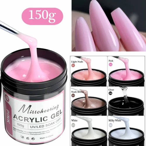 Imagen 1 del producto 1 tarro de Gel de uñas de poliéster de 150g, Gel de uñas curado LED UV, Gel de extensión de uñas de cristal acrílico para uñas DIY en salón de casa