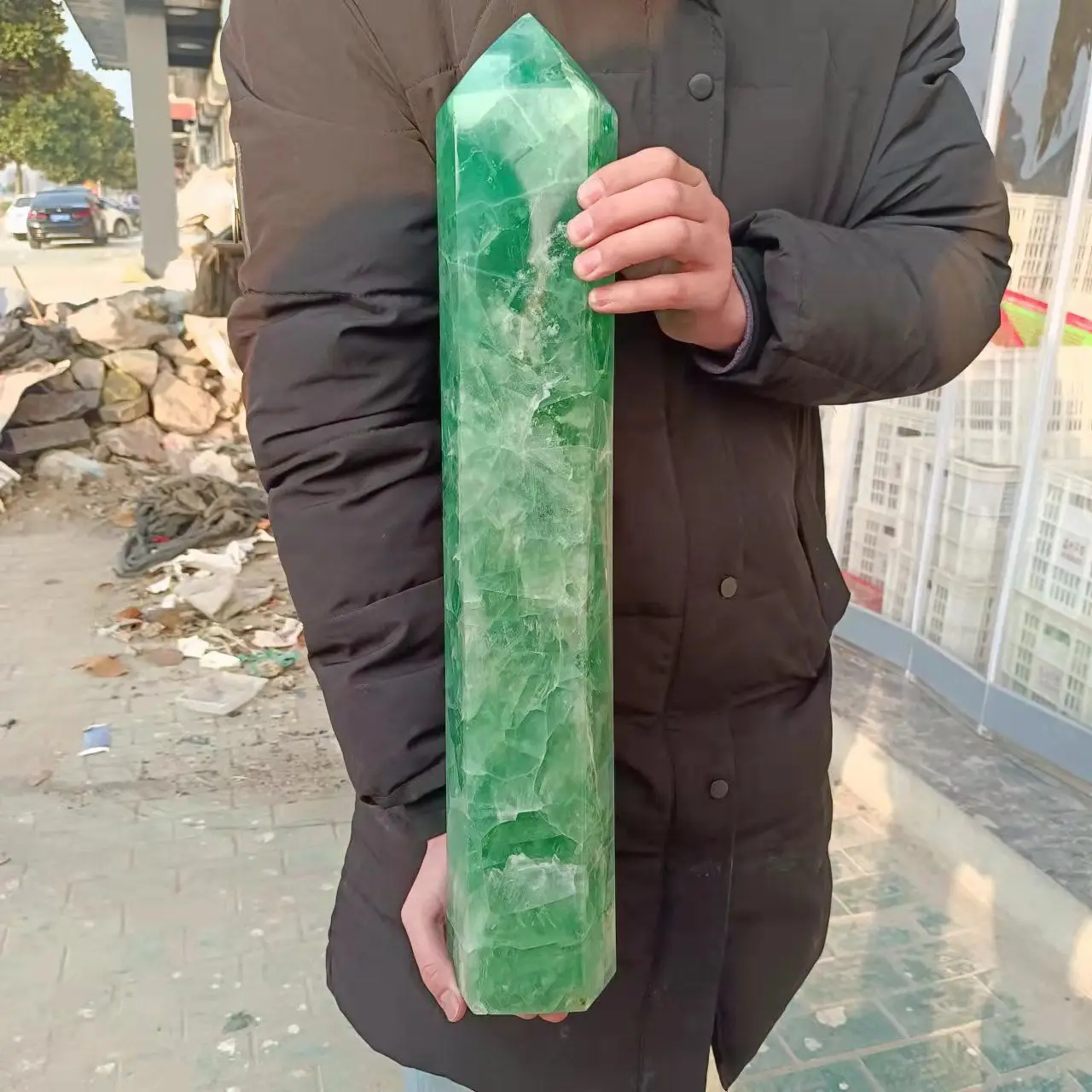 

Magical Natural Green Fluorite Stone Magic Wand Crystal Quartz Pillar Mineral Specimen Healing Home Office Degaussing Decoration