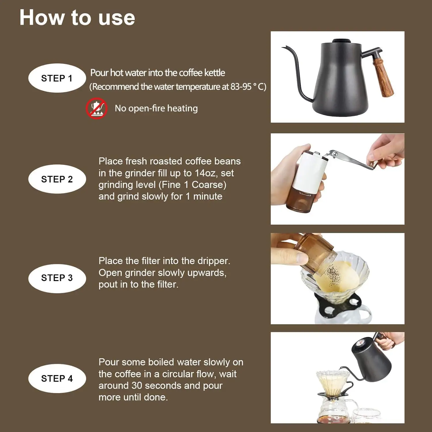 Juego de cafetera para verter sobre, hervidor de café, báscula, servidor de cerámica, taza de goteo, molinillo de granos, filtro de papel, taza de cerámica, todo en