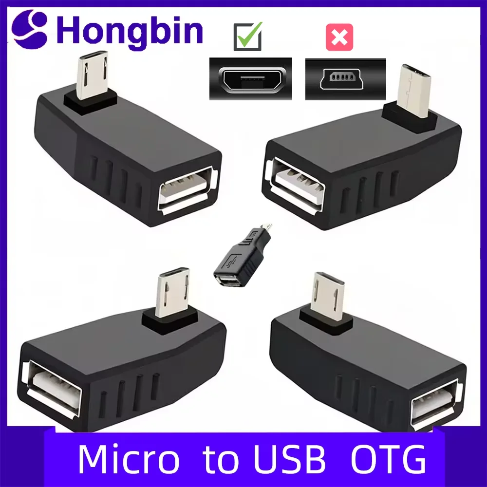 

90 Degree Right Angle Micro USB OTG Adapter Cable Adapter for Android Smartphones Tablets Universal Data Line Connector