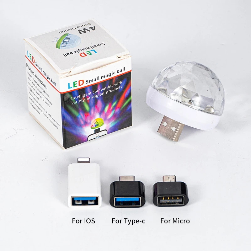 Mini Portable LED Light Portable Cell Phone Stage Lights RGB Projection Lamp Party DJ Disco Lamps Car Atmosphere Ball Light