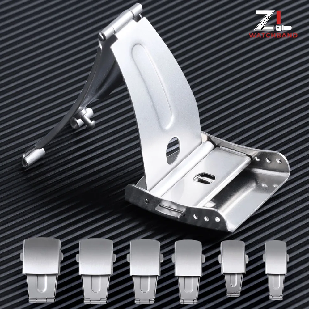 Solid Stainless Steel Double Press Buckle Watchband Buckle Watch Accessories Steel Clasp Butterfly Buckle 12/14/16/18/20mm