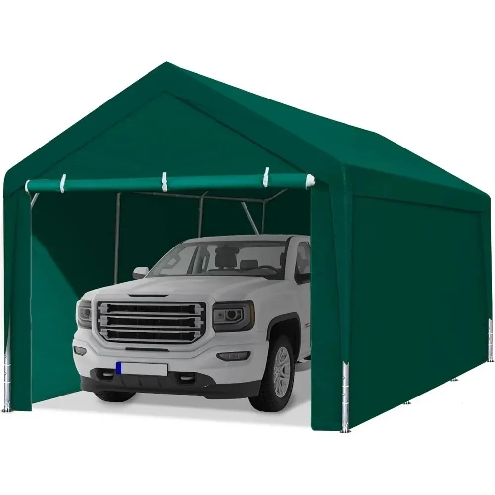 

12x20 ft Heavy - Duty Carport, Removable Sidewalls & Doors, Adjustable Height, with Reinforced Poles (for Cars, Party Tent)