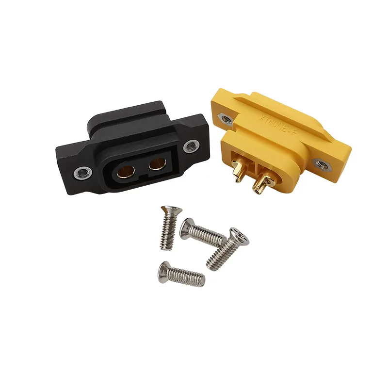 2Pcs XT60E XT60 Female Socket Connectors Gold / Nickel-Plated Power RC Drone Toy Battery DIY Soldering Panel Mount With Screws