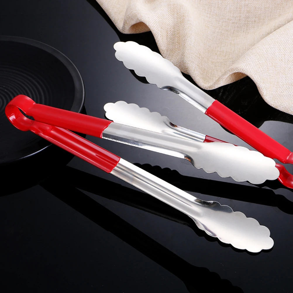 

3pcs Bread Clip Stainless Steel Kitchen Tools Heat Resistant Anti Corrosion Food Serving tong Salad Cake Buffet Large Head Long