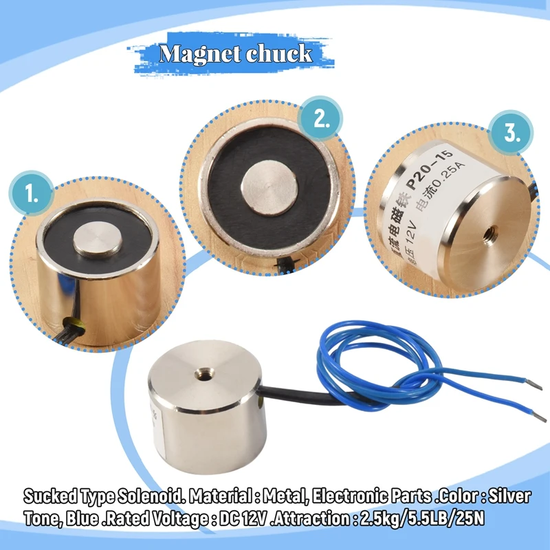 ●Sucked Electric Lifting Magnet Electromagnet 12VDC 2.5Kg 5.5LB 20x15mm