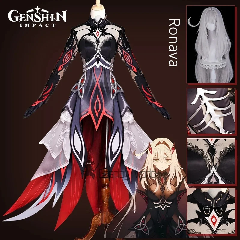 

Genshin Impact Ronova Косплей Костюм Парик Линейка Смерти Платье Униформа Наряд Головные Уборы Хэллоуин Для Женщин Девочек Мужчин Четыре Оттенка