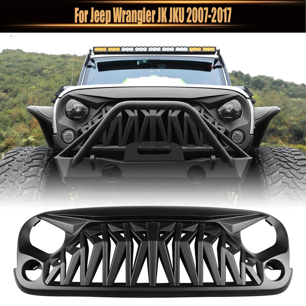 

For Jeep Wrangler JK JKU 2007-2017 Front Grille Car Accessory Pickup Racing Grills Front Bumper Mesh 4X4 Off Road Modified Grill