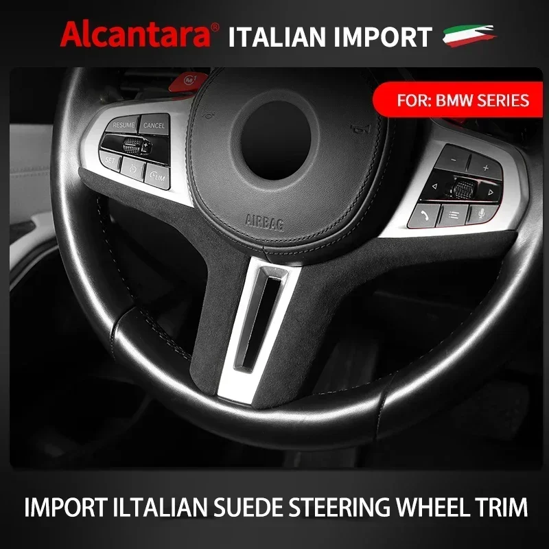 Italy Super Suede Car Steering Wheel Cover Trim Sticker ForBMW X3 G01 F97 X4 G02 F98 X5 M F95 G05 X6 F96 G06 2020 2021 2022 2023