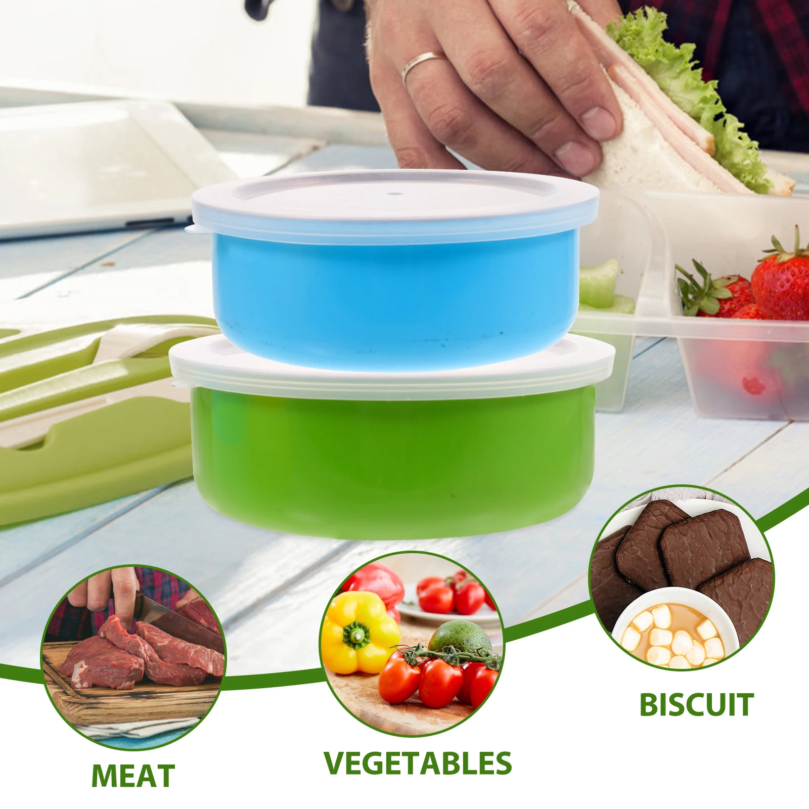

5 Pcs Mixing with Lids Lightweight Portable Kitchen Salad Containers Kitchen Stainless Steel Bowls With Lids Bowls Set